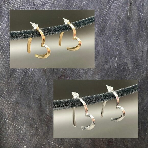 Two Piece Heart Hoop Earrings #1248 - Picture 1 of 7